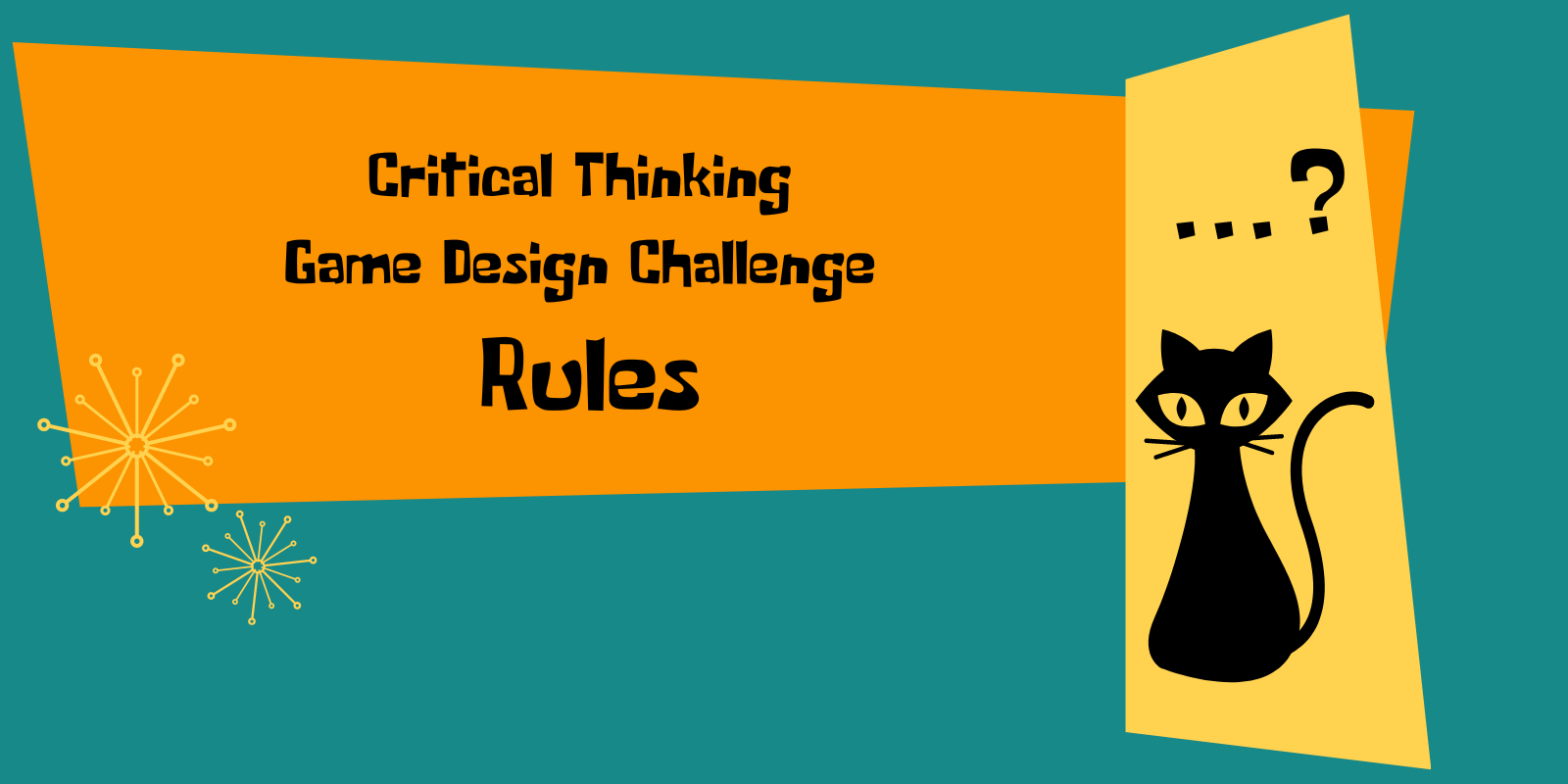 Critical Thinking Cat is thinking about the rules for the Critical Thinking Game Design Challenge.