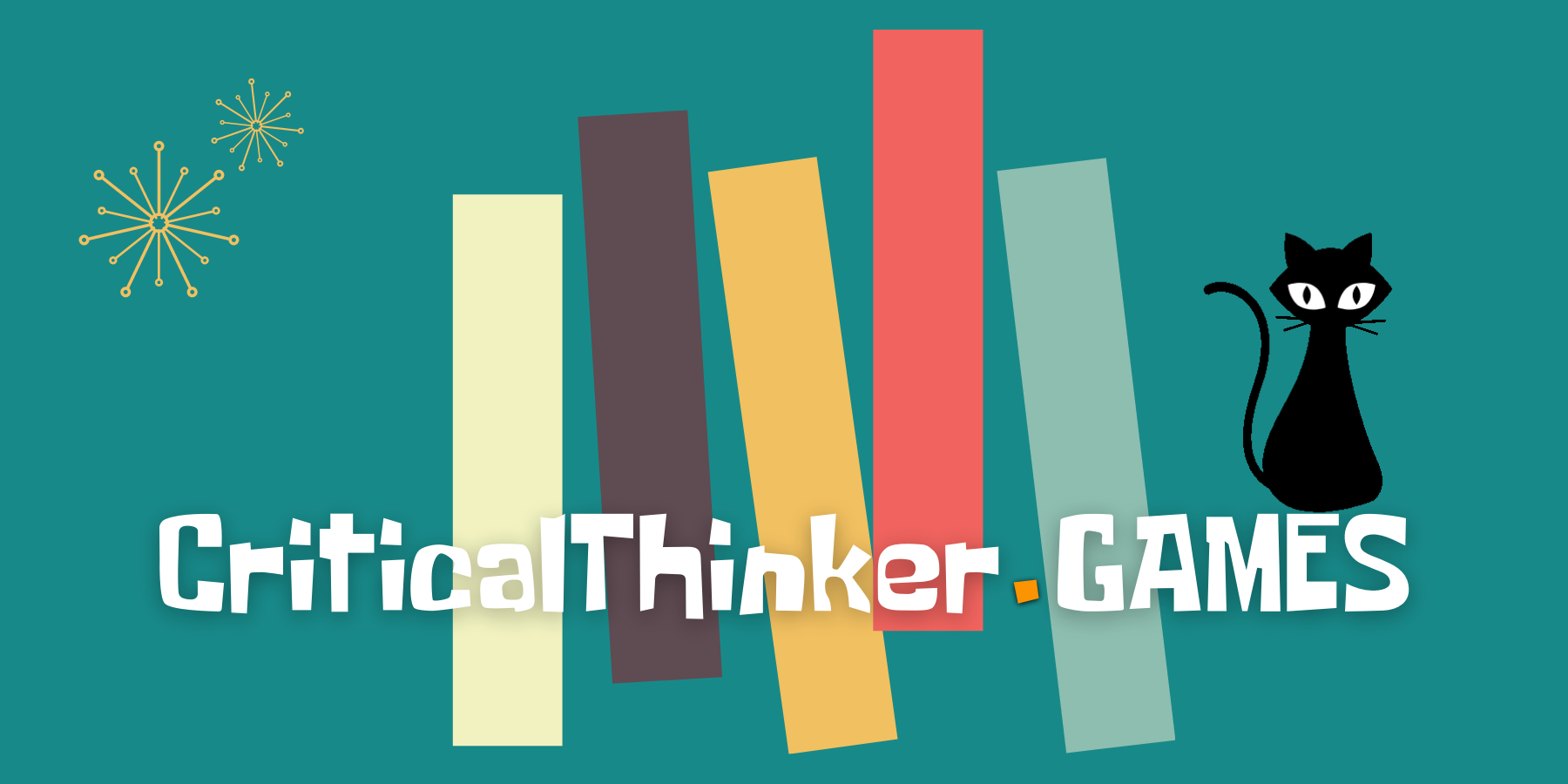 Logo for the Critical Thinking Game Design Challenge. The critical thinking cat is perched on top of the CriticalThinker.games URL